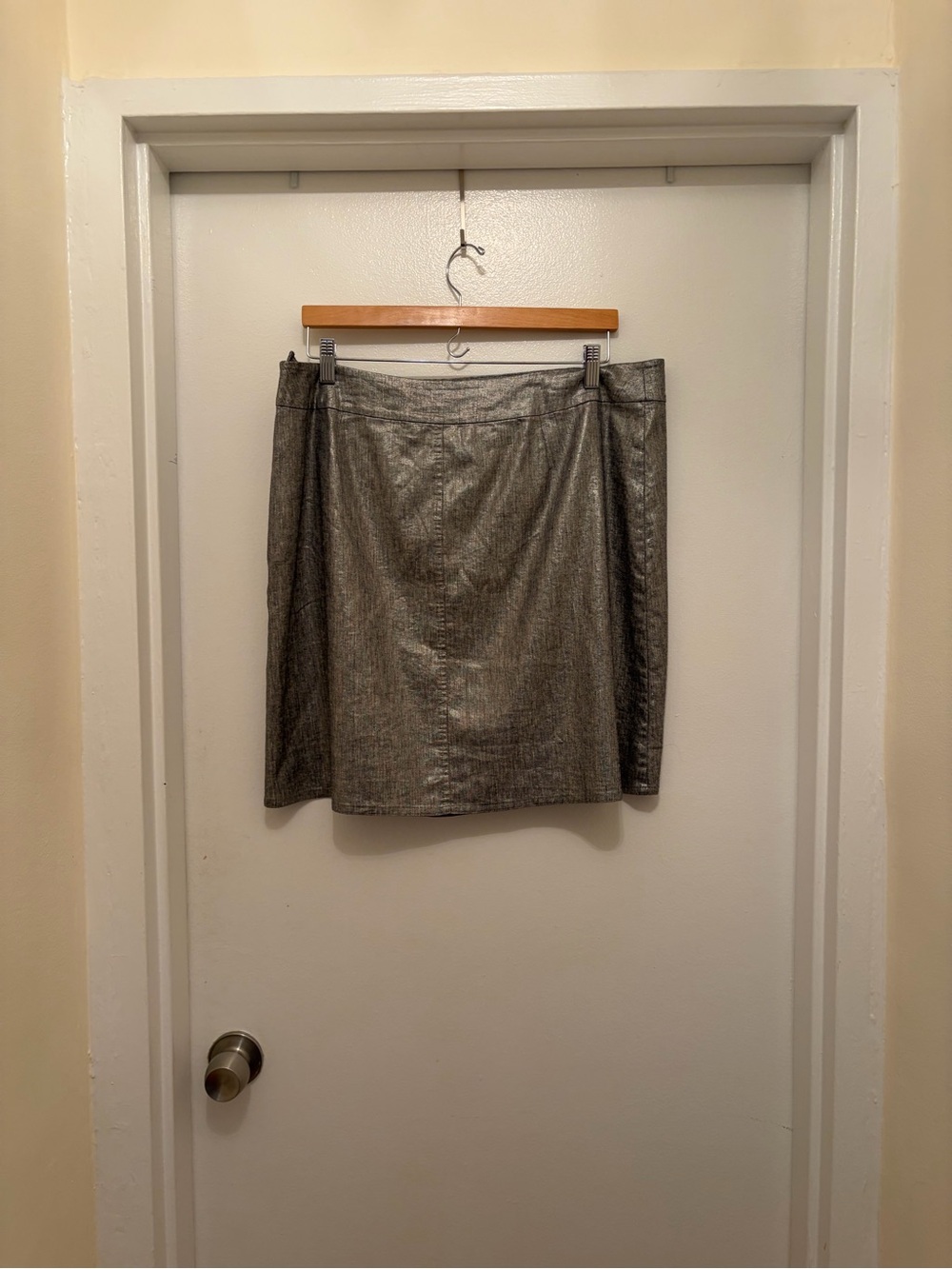 Eileen Fisher Metallic Silver A-Line Women's Skirt Size L